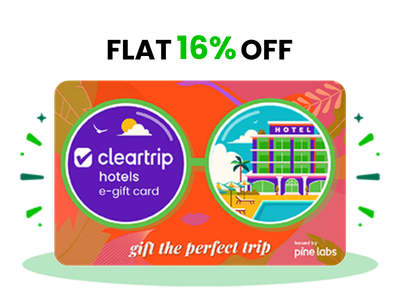 Flat 18% instant off on purchase of Cleartrip Hotel E-Gift(Instant Voucher)