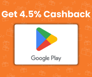Flat 4.5% instant cashback on purchase of Google Play Gift Code