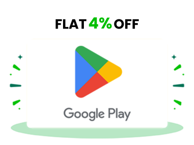 Flat 4% instant off on purchase of Google Play Gift Code
