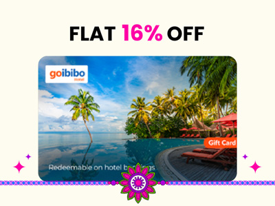 Flat 16% instant off on purchase of Goibibo Hotel E-Gift Card