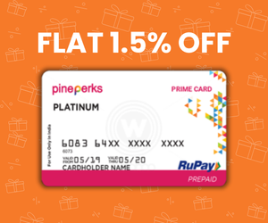 Flat 1.5% instant off on purchase of PinePerks Rupay Prime E-Gift Card.